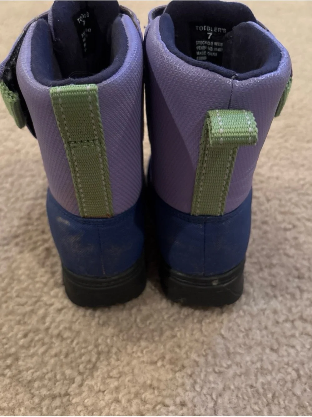L.L. Bean Kids Lavender and Navy Snow Boots